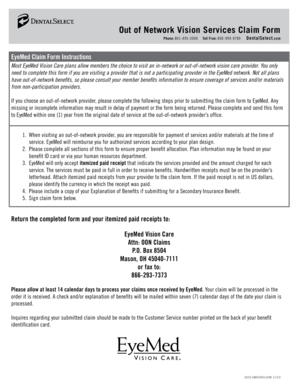 Out of Network Vision Services Claim Form