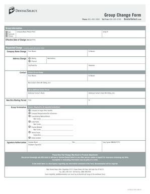 DentalSelect Group Change Form
