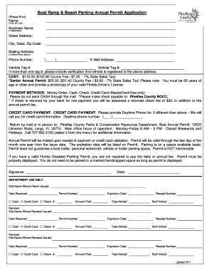 Boat Ramp & Beach Parking Annual Permit Application