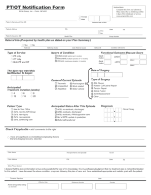 ACN Group PT/OT Notification Form