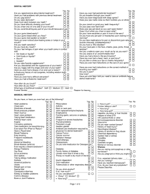 Dental and Medical History Form