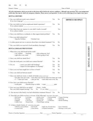 Chart Form Dental History