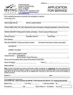 Irving Water Service Application