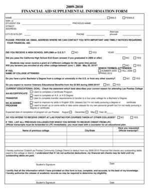 2009-2010 Financial Aid Supplemental Information Form