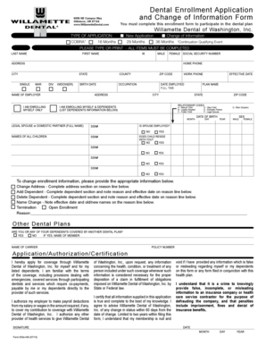 Dental Enrollment Application Form