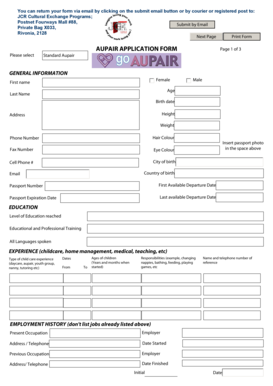 AUPAIR APPLICATION FORM