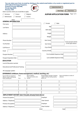 AUPAIR APPLICATION FORM