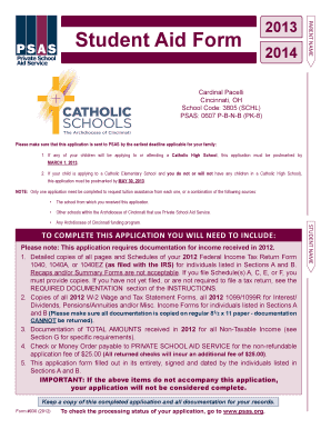 2013-2014 Student Aid Form