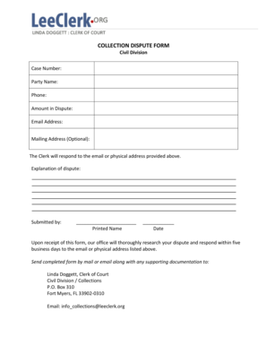 Collection Dispute Form