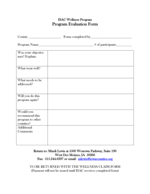 Wellness Program Evaluation Form - iowacounties