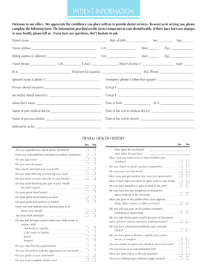 Dental Patient Information Form