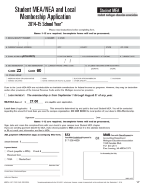 Student MEA/NEA Membership Application
