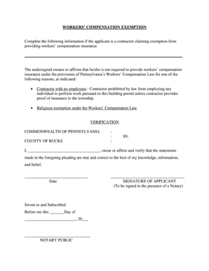 Pennsylvania Workers’ Compensation Exemption