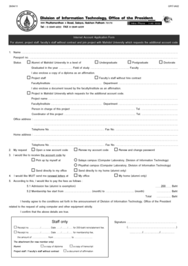 Internet Account Application Form