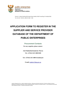 Supplier and Service Provider Registration Form