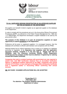 South Africa Supplier Registration Form