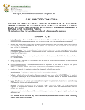 South Africa Supplier Registration Form