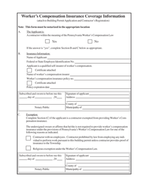 Pennsylvania Worker’s Compensation Insurance Form