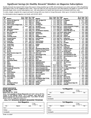 Healthy Rewards Magazine Subscription Coupon