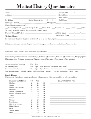 Medical History Questionnaire