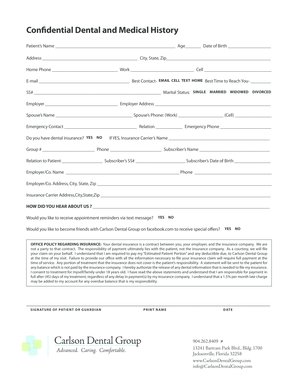 Confidential Dental and Medical History Form