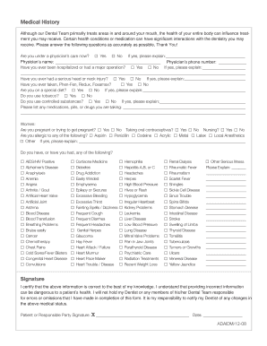 Dental Medical History Form