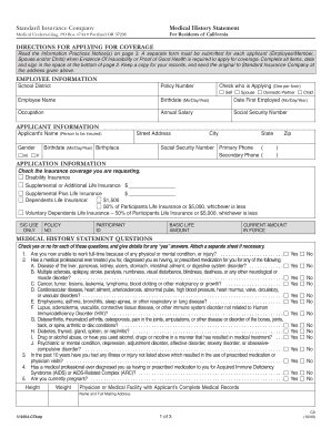 Standard Insurance Medical History Statement