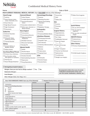 Confidential Medical History Form