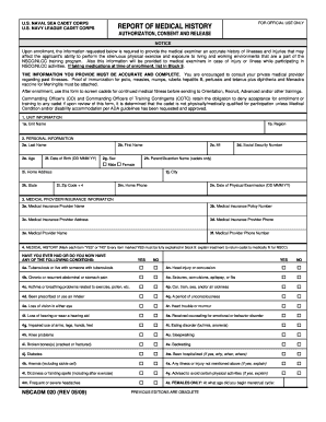 US Naval Sea Cadet Corps Medical History Form