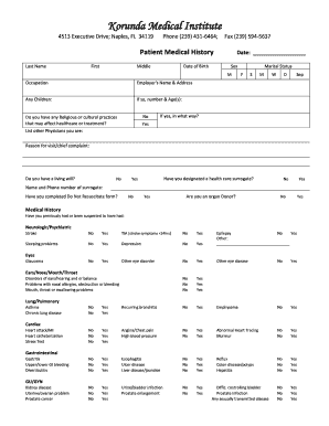 Patient Medical History Form