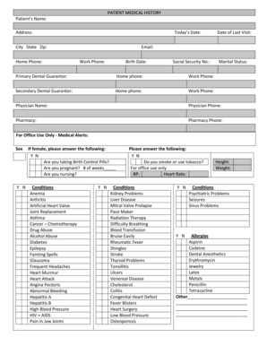 Patient Medical History Form
