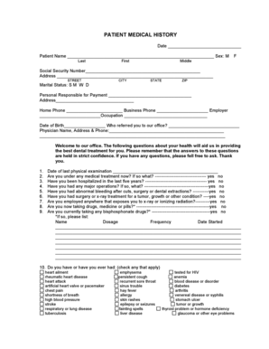Patient Medical and Dental History Form
