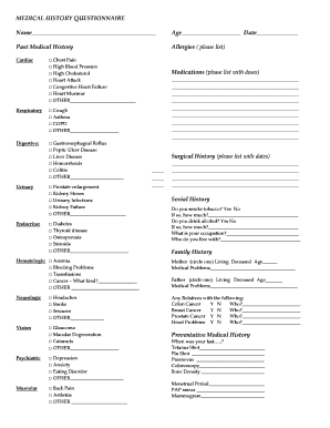 Medical History Questionnaire