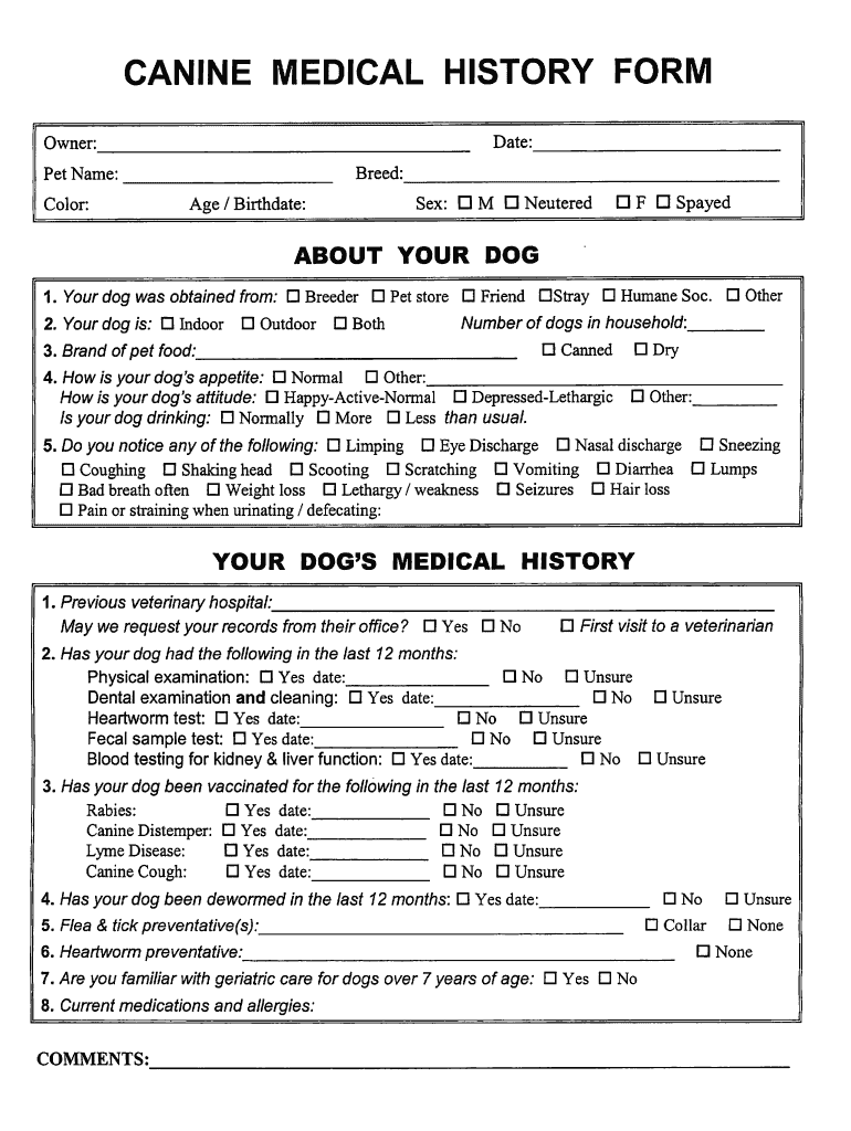 Veterinary Medical Records Templates Fill Online, Printable, Fillable
