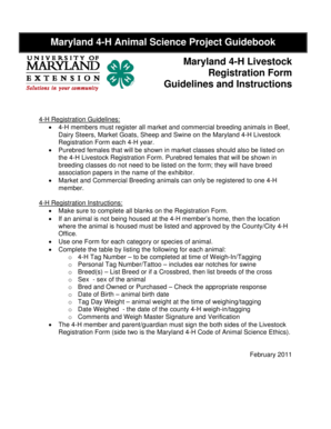 Maryland 4-H Livestock Registration Form