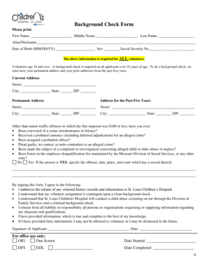 Background Check Form
