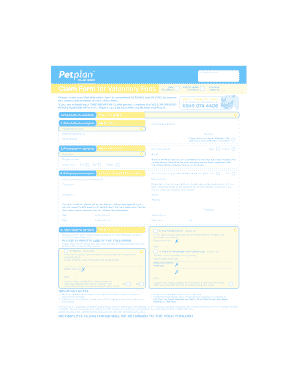 Petplan Veterinary Fees Claim Form