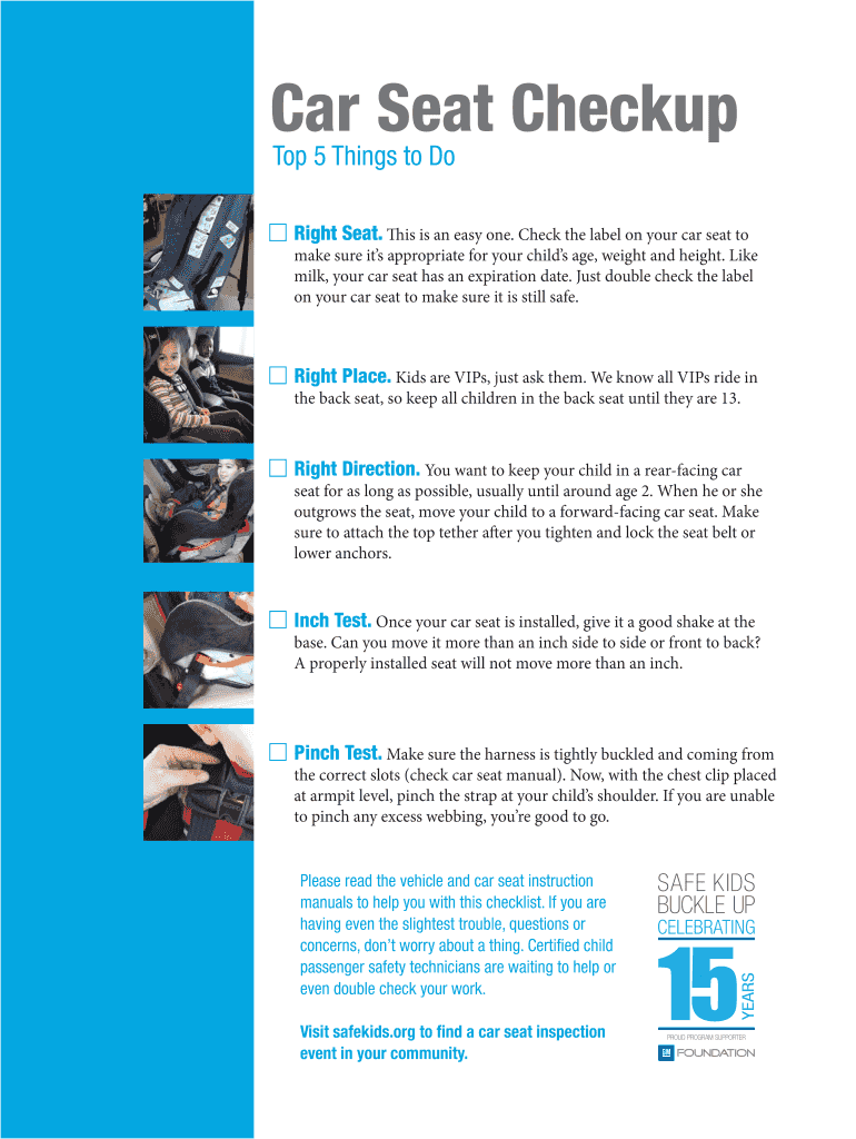 Fillable Online Car Seat Checkup Fax Email Print pdfFiller