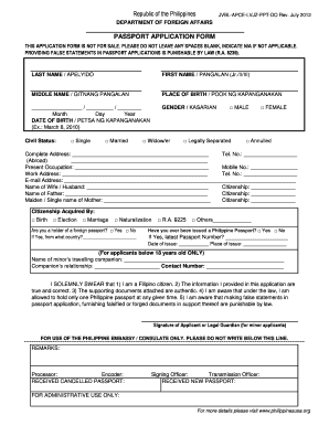 Philippines Passport Application Form
