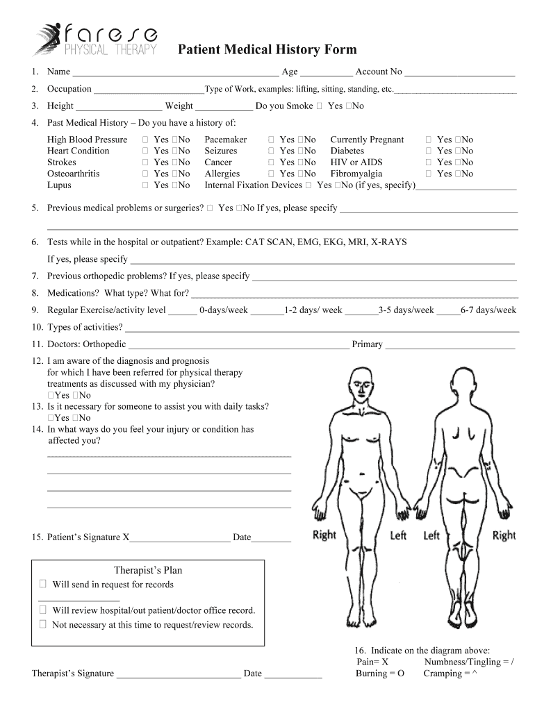 Patient Medical History Fill Online Printable Fillable Blank 