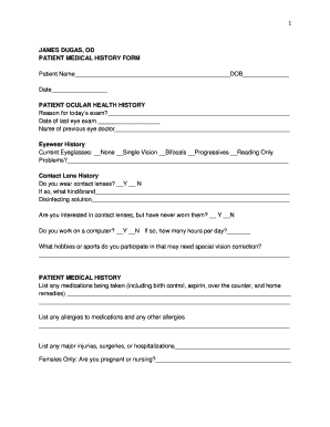 Patient Medical History Form