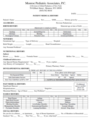 Patient Medical History Form