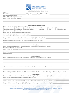 ENT Medical History Form