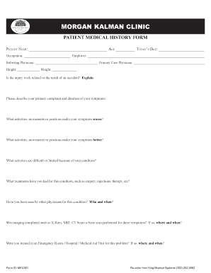 Morgan Kalman Clinic Patient Medical History Form