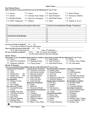 Medical History Form