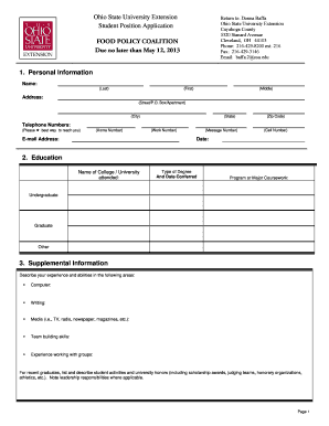 Ohio State University Extension Employment Application