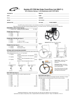 Quickie GTi FSS Net Order Form
