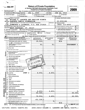 Form 990-PF 2009 Private Foundation Tax Return