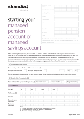 Royal Skandia Managed Account Application Form
