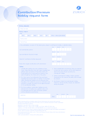 Contribution Holiday Request Form